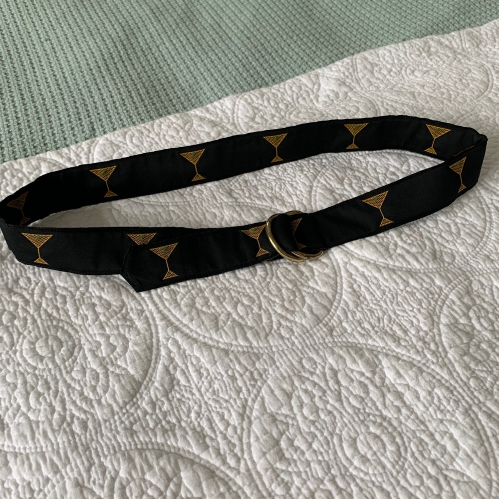 J. McLaughlin Belt. Black/Gold/Green Martini M